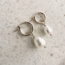 Load image into Gallery viewer, Leigh Petite Pearl Charm + Huggie Set