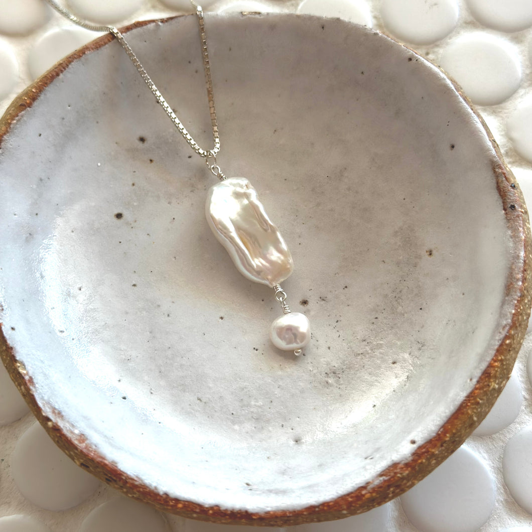 Baroque Pearl Pendant + Sterling Silver Necklace