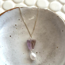 Load image into Gallery viewer, Amethyst Pearl Pendant + Sterling Silver Necklace
