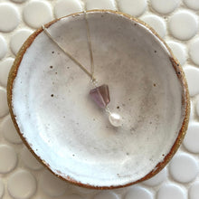 Load image into Gallery viewer, Amethyst Pearl Pendant + Sterling Silver Necklace
