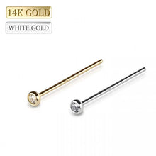 Load image into Gallery viewer, 14K Solid Gold Round Bezel CZ Nose Stud
