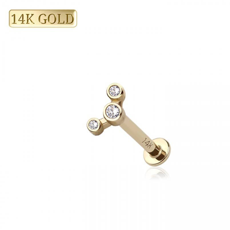 14k Solid Gold Trinty Flat Back